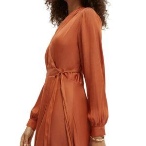 Scotch & Soda Belted Wrap-Over Midi-Length Dress, Size Small